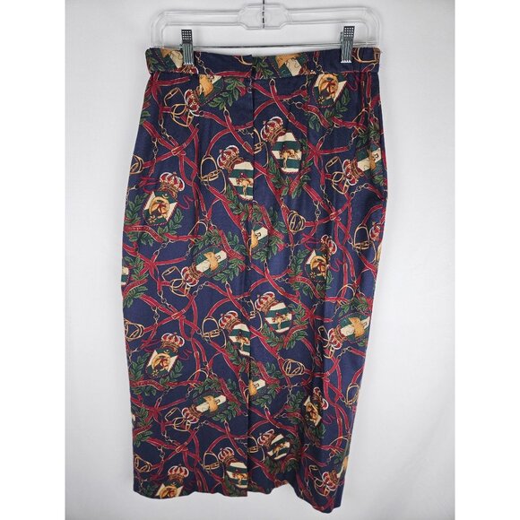 Vintage David Brooks Equestrian Wrap Look Skirt Size 10 Preppy Navy - Picture 10 of 10